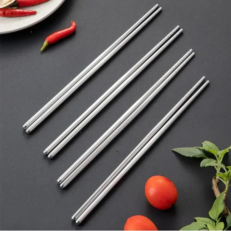 20/2Pcs Reusable Sushi Chopsticks Set Stainless Steel Non-Slip Japanese Chinese Korean Food Metal Chop Sticks Kitchen Tableware