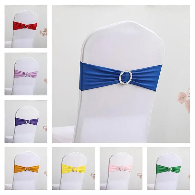 100/50/10pcs Elastic Chair Knot Wedding Decoration Buckle Sashes Back Cover Mariage Hotel Home Seat Elegant Modern Ribbon Decors