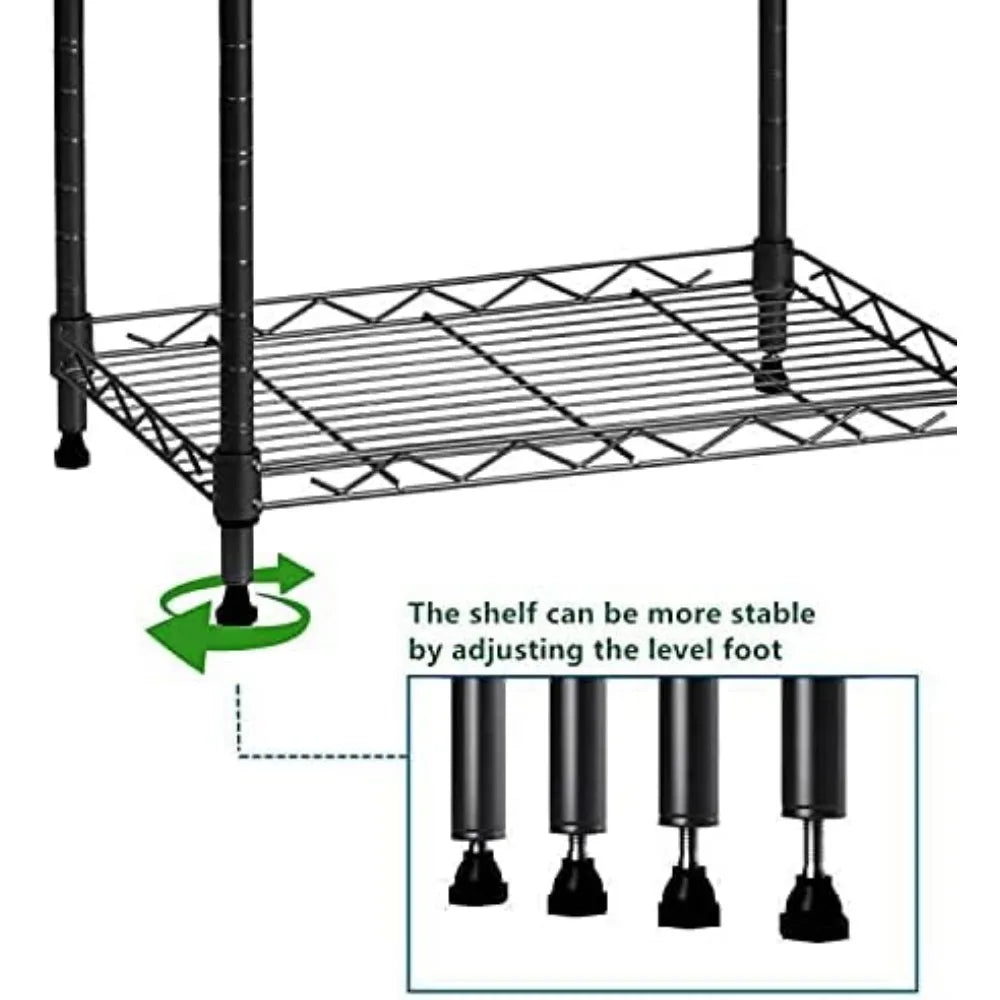 6 Wire Shelving Steel Storage Rack Adjustable Unit Shelves for Laundry Bathroom Kitchen Pantry Closet