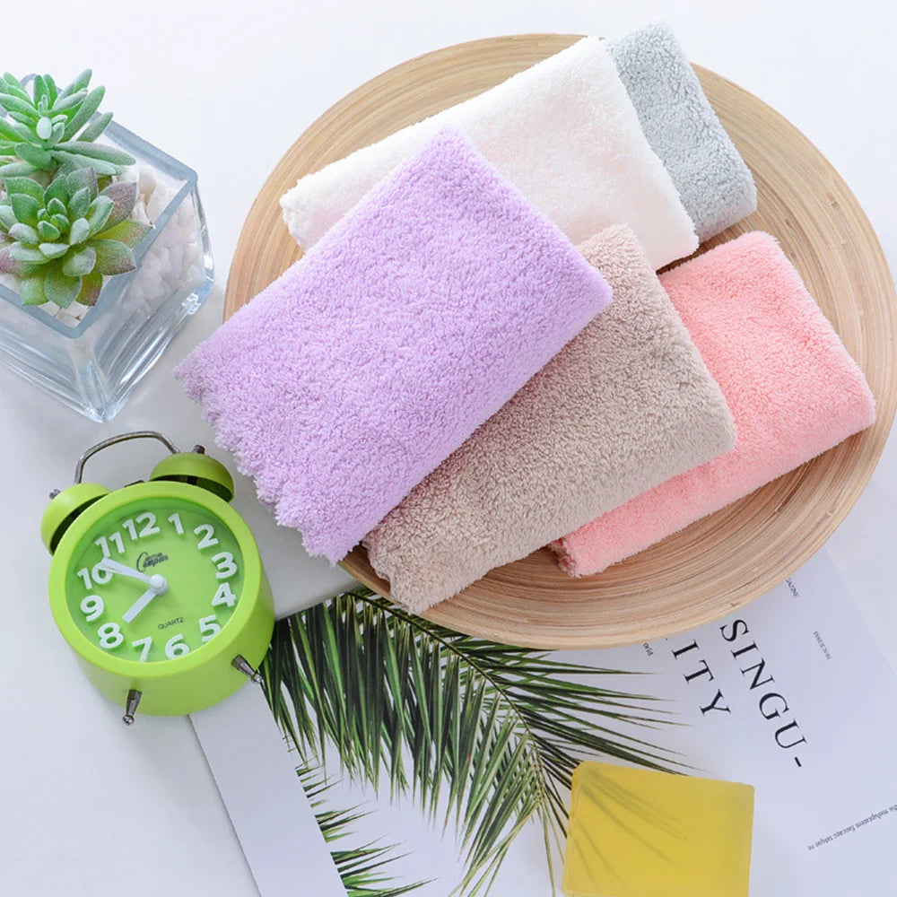 Coral Velvet Square Towel Washcloth Face Towels Hand Towel Cleaning Wipes Handkerchief 30*30cm Soft Water Absorption Home Supply