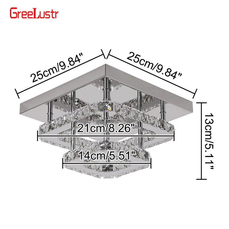 Nirontek 5 Rings Crystal LED Chandelier Ceiling Light Stainless Steel Lustre Cristal