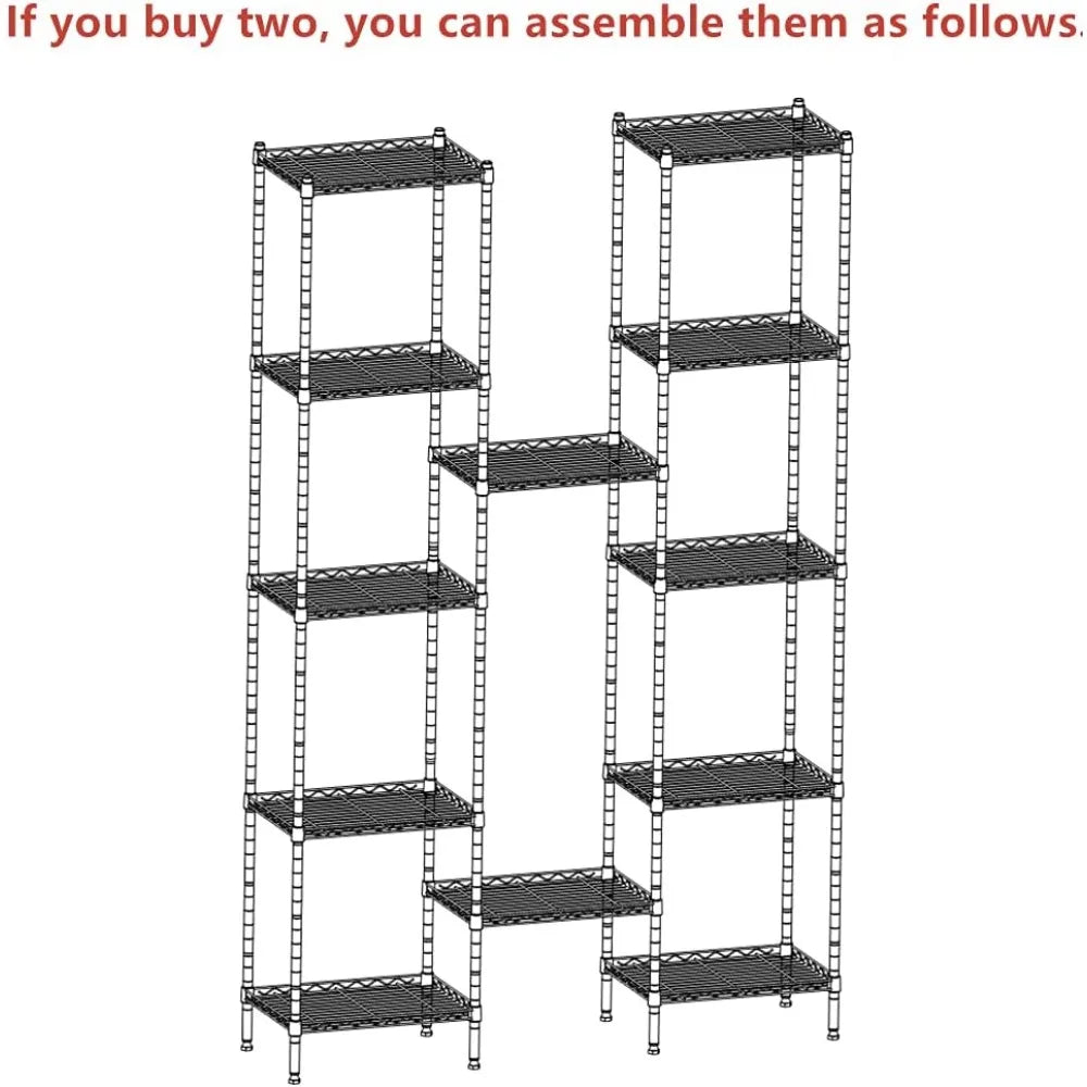 6 Wire Shelving Steel Storage Rack Adjustable Unit Shelves for Laundry Bathroom Kitchen Pantry Closet