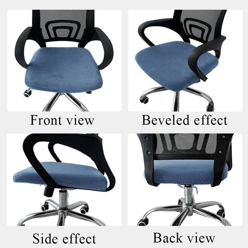 1pc Velvet Office Chair Cover Computer Swivel Seat Cover Modern Elastic Chair Slip Washable Slipcovers Removable Dust Cover