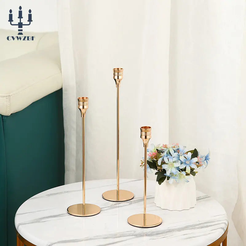 3Pcs/Set European style Metal Candle Holders Simple Golden Wedding Decoration Bar Party Living Room Decor Home Decor Candlestick