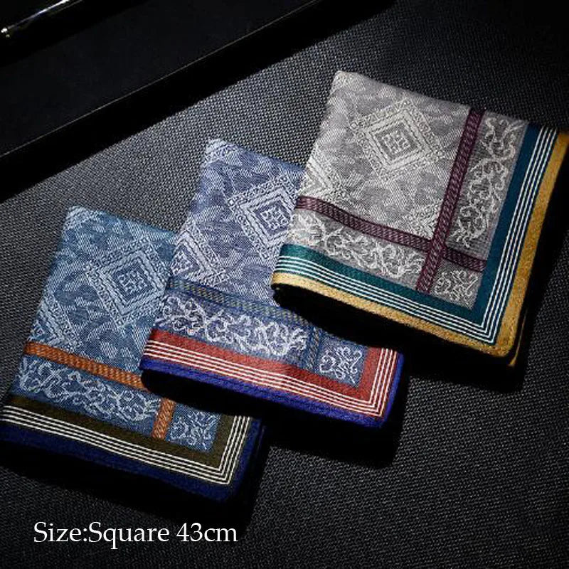 NEW Square Jacquard Cotton Handkerchief For Men Gentlemen cashew flower Pocket Towel For New Year Wedding Party Christmas Gift