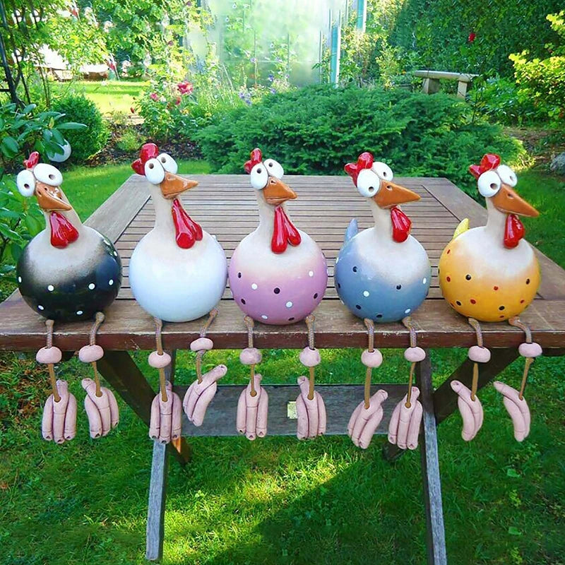 Funny Chicken Fence Decor Resin Statues Home Garden Farm Yard Decorations Chicken Hen Sculpture Art Craft Courtyard