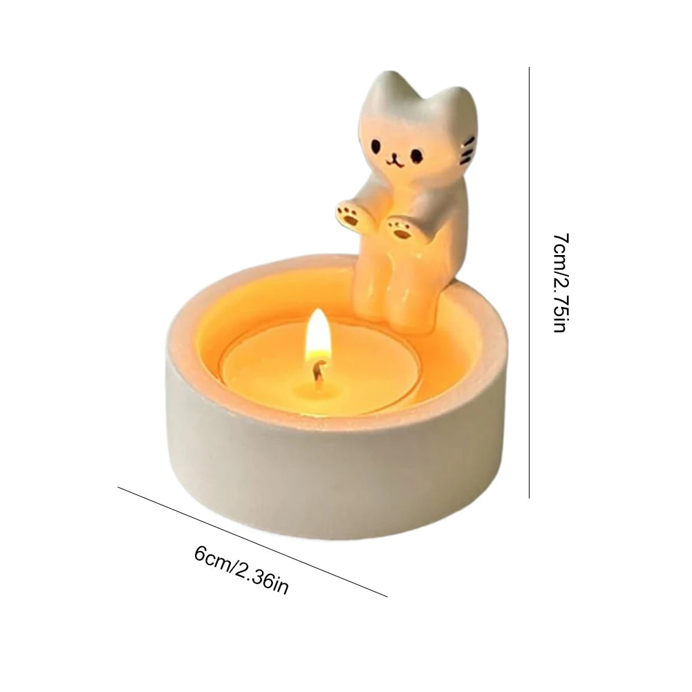 Cartoon Kitten Candle Holder Resin Cute Scented Candle Holder Creative Kitten Aromatherapy Candlestick Gift for Cat Lover