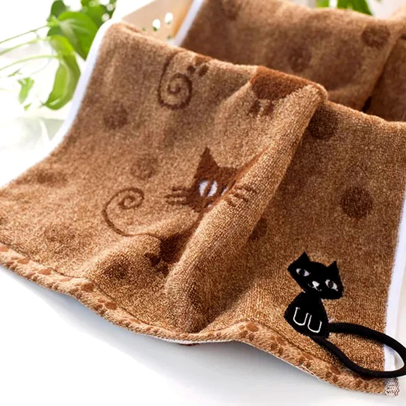 Fashion Embroidered  Face Towel 100% Cotton Soft Table Napkins Cartoon Cat Pattern Bathroom Towels Absorbent Fast Drying