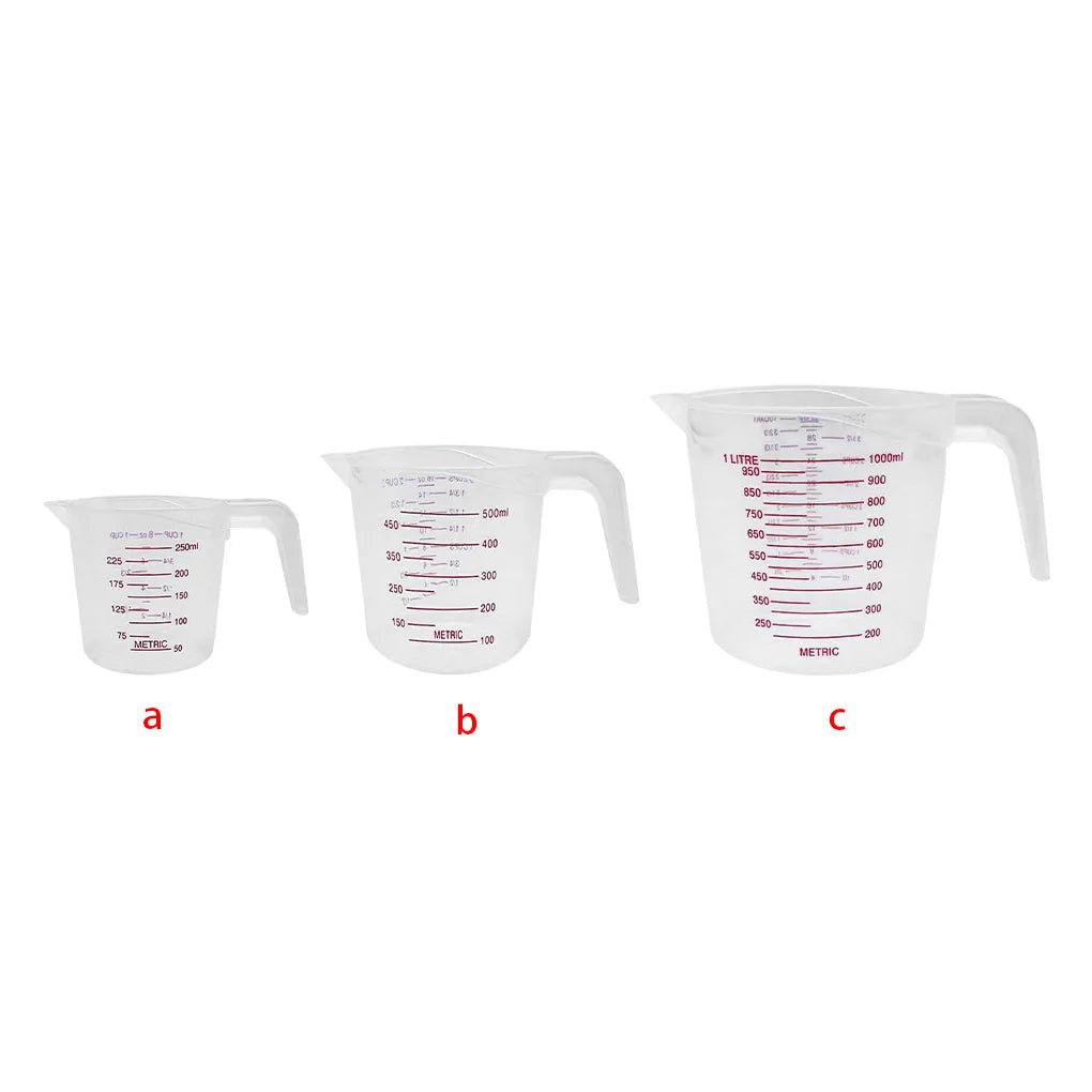 3pcs 250/500/1000ml Baking Liquid Measuring Cups PVC Scale Cup Plastic Measuring Volume Beaker Kitchen Baking Tools