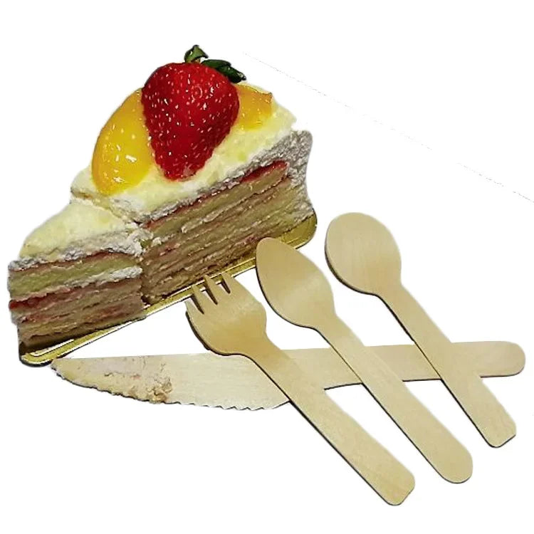 100/200 Pcs Mini Ice Cream Spoon Wooden Disposable Wood Dessert Scoop Western Wedding Party Tableware Kitchen Accessories Tool