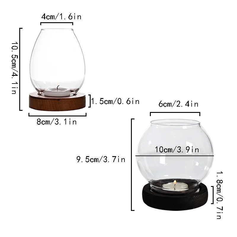 Transparent Glass Candle Holder Round Tealight Candlesticks Retro Oil Lamp Shape Candle Holder Wedding Dinner Table Decoration