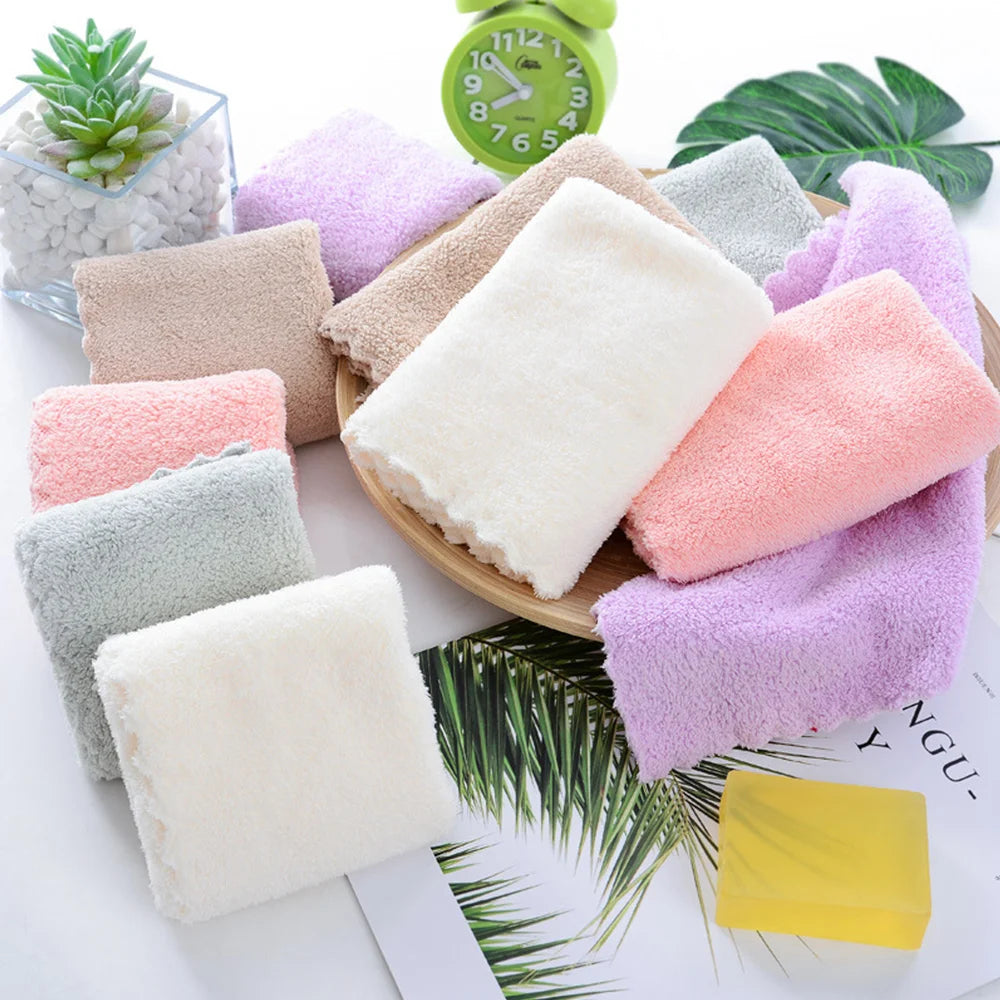 Coral Velvet Square Towel Washcloth Face Towels Hand Towel Cleaning Wipes Handkerchief 30*30cm Soft Water Absorption Home Supply