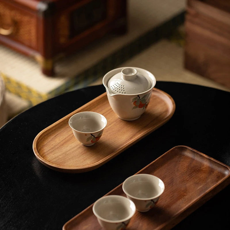 Japanese Wood Coffee Tray Oval Food Cup Trays Dessert Candy Wooden Plate Gongfu Tea Tray Kitchen Supplies