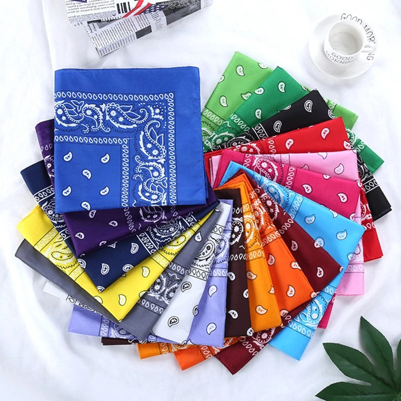 Fashion Hip Hop Bandana Kerchief Unisex Black Hair Band Neck Scarf Headwear Wrist Wraps Head Square Scarves Print Handkerchief