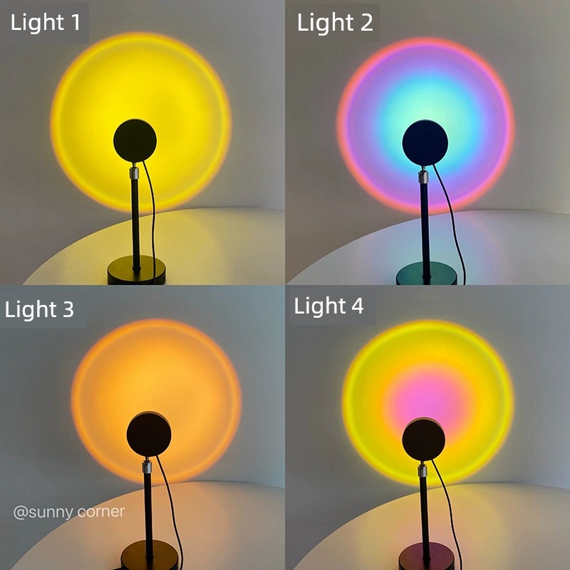 Instagram Mesh Red Sun Light Rainbow Sun Light Projection Lamp Bedroom Small Night Lamp Sunset Light Photo Ambience Light